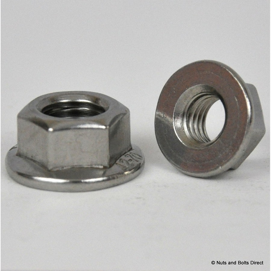 M6 x 1.0mm Flange Plain Hex Nut, Metric, A2 Stainless Steel